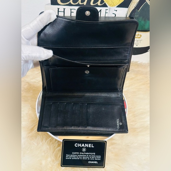 πCHANEL LAMBSKIN MATELASSE Trifold Long Wallet Authenticity Card Full Inclusion - Picture 16 of 17